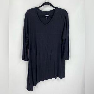 Logo Black Asymmetrical 3/4 Sleeve Tunic Top size XL